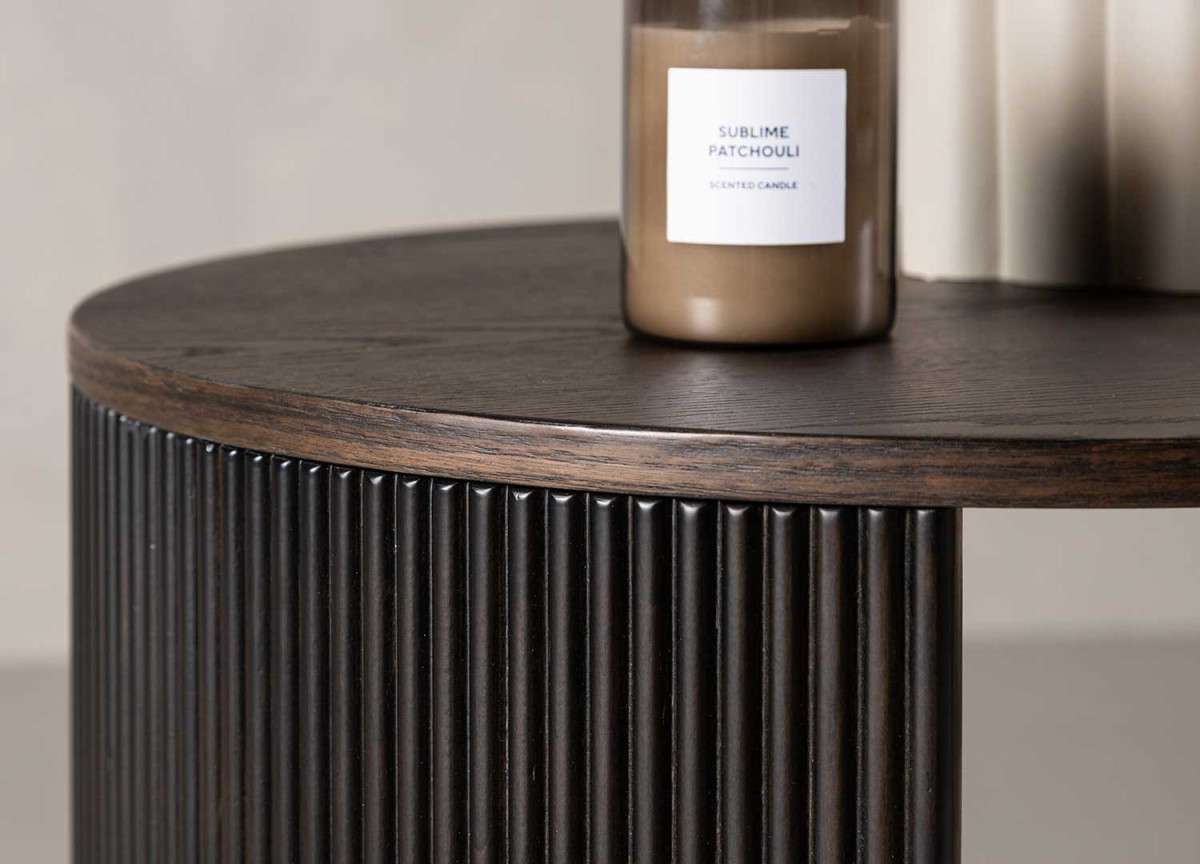 Table d'Appoint / Bout de Canapé rond - Coloris moka