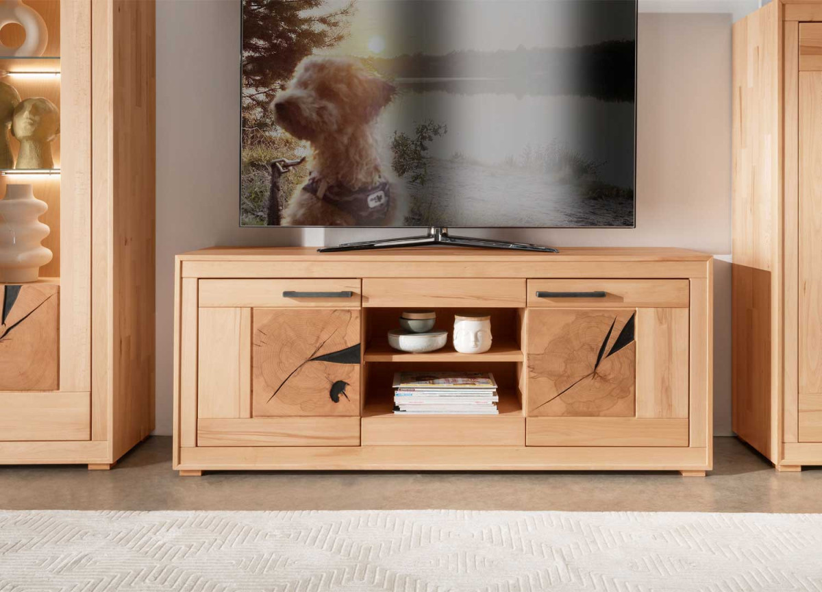 Meuble Télé 150 cm en bois de hêtre huilé