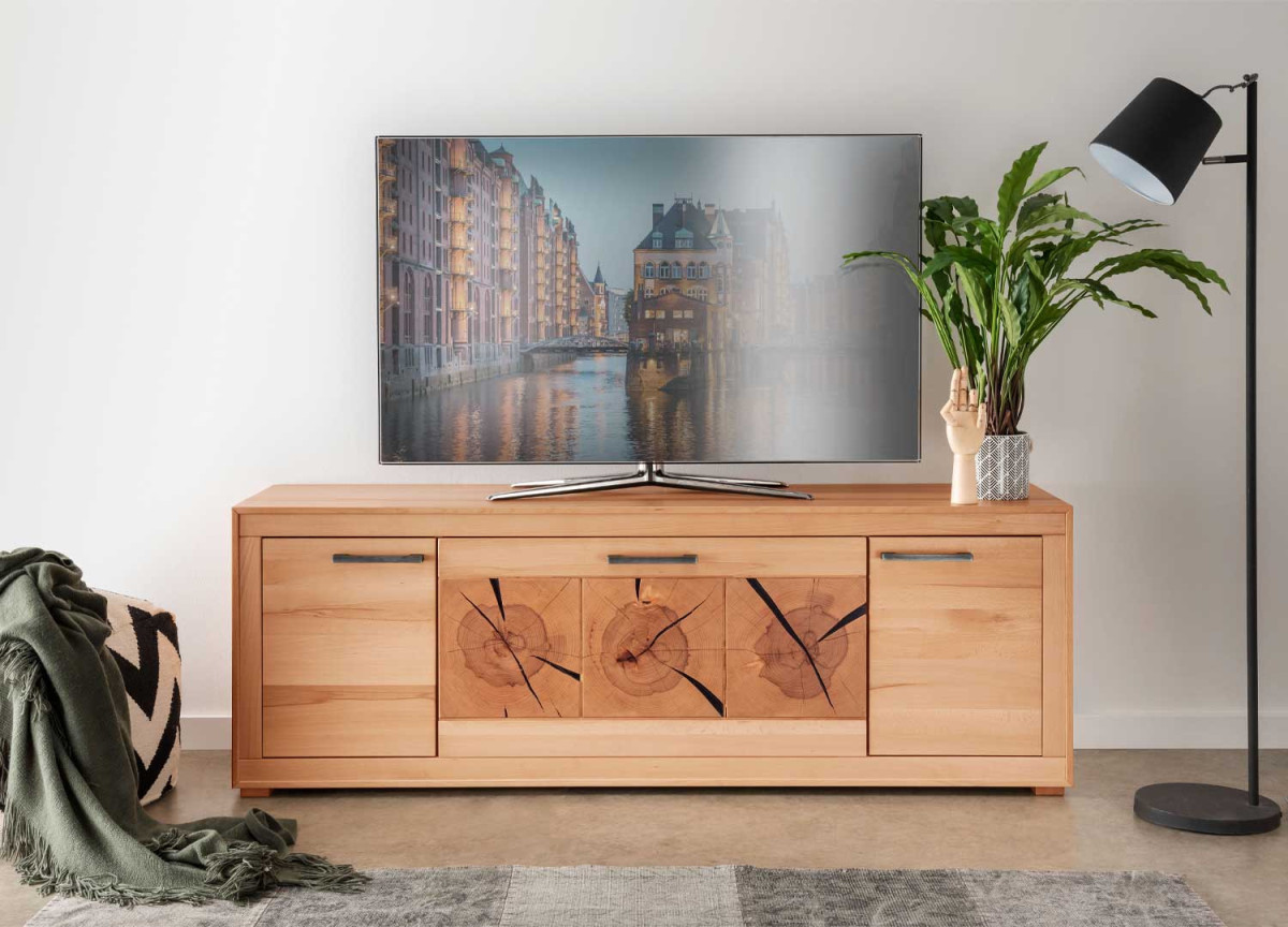 Meuble TV original en bois robuste