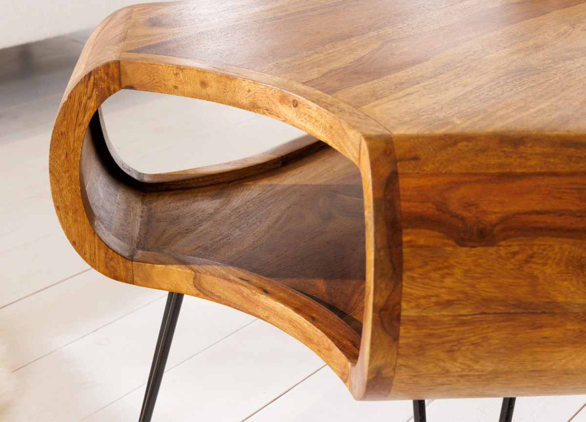 Table Basse Originale en Bois et Métal