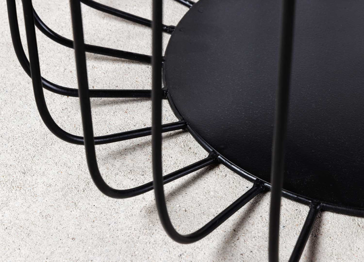 Ensemble Tables Basses Rondes en Manguier et Métal Noir