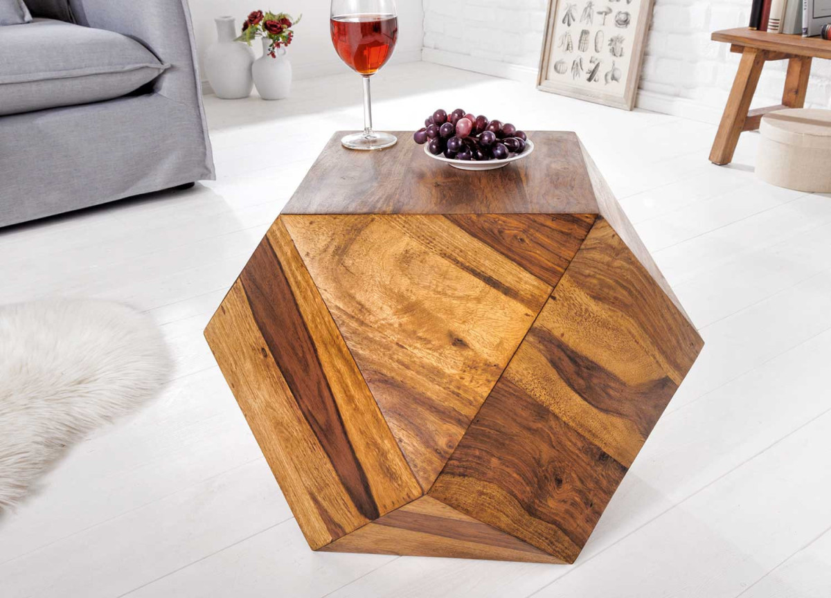 Table basse diamant en bois massif