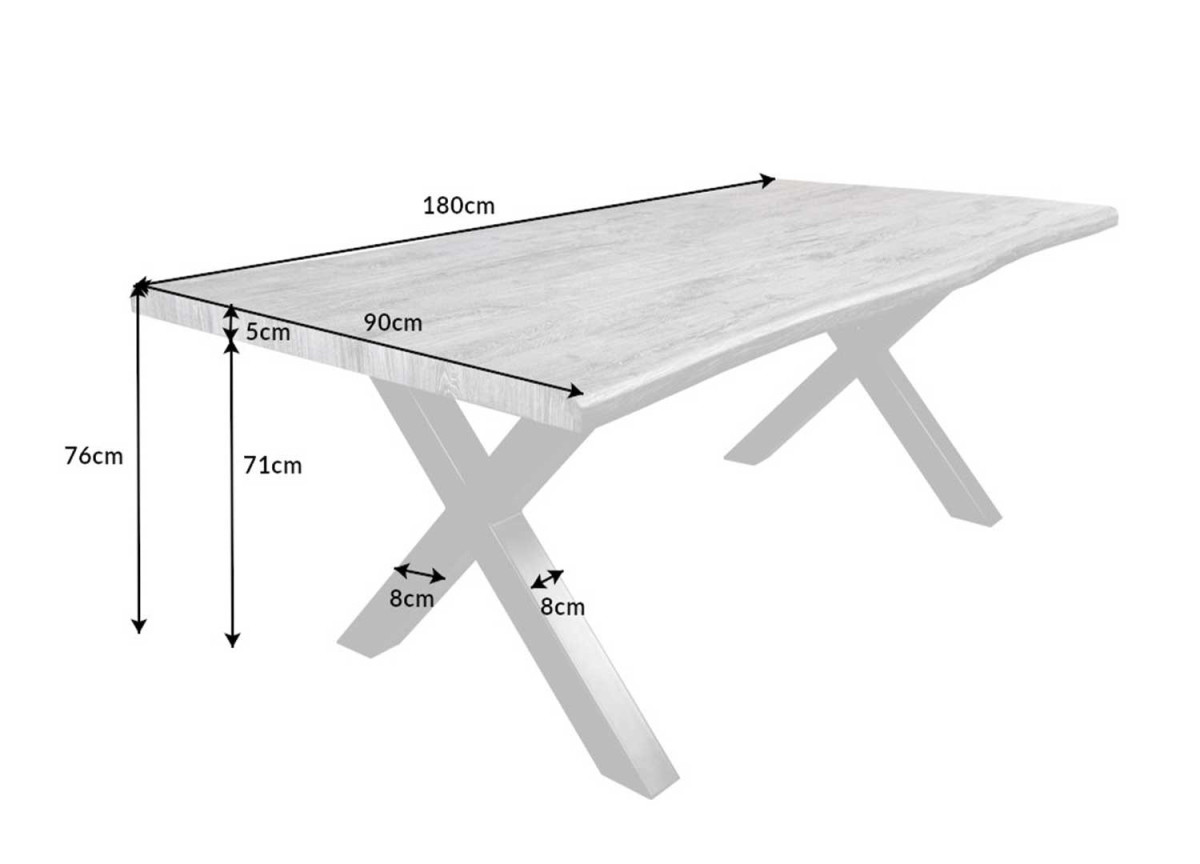 Table de repas aspect bois gris et métal
