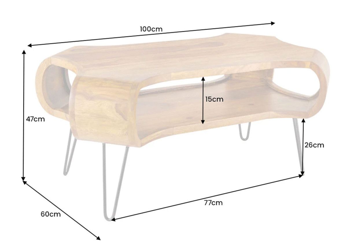 Table basse organique en bois massif