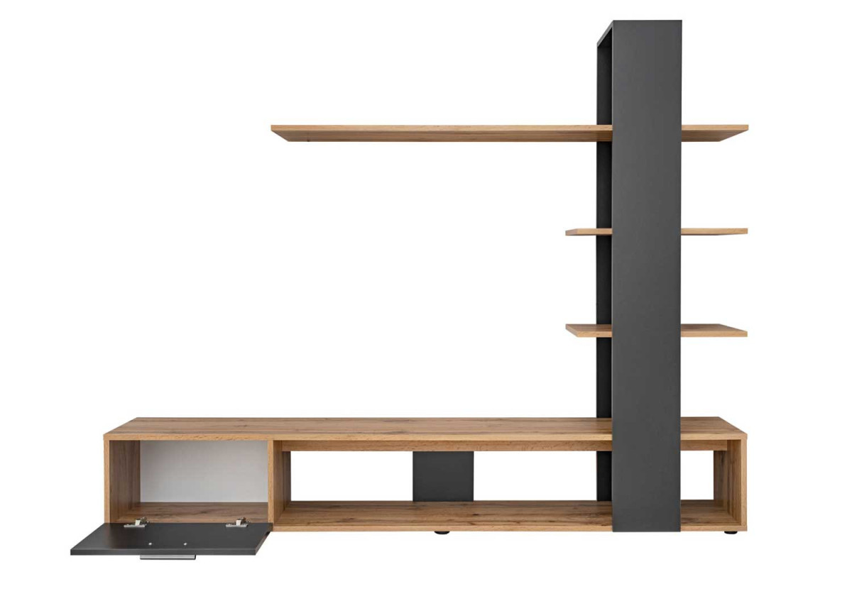 Meuble TV 190 cm noir et bois