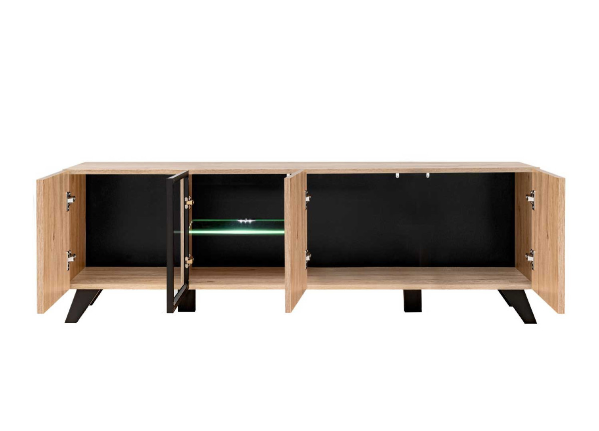 Meuble TV effet tasseaux de bois 160 cm