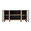 Buffet 160 cm noir et bois et led blanc