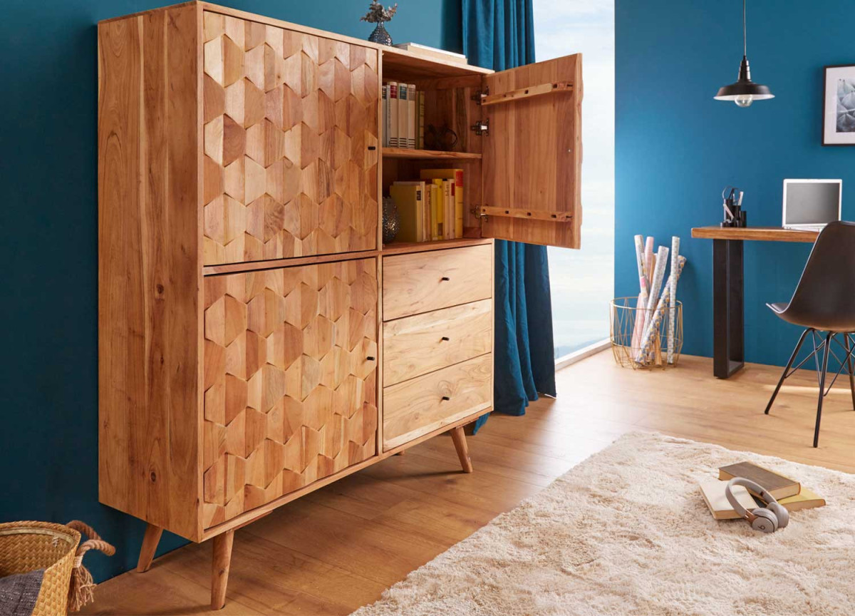 Buffet en bois d'acacia scandinave