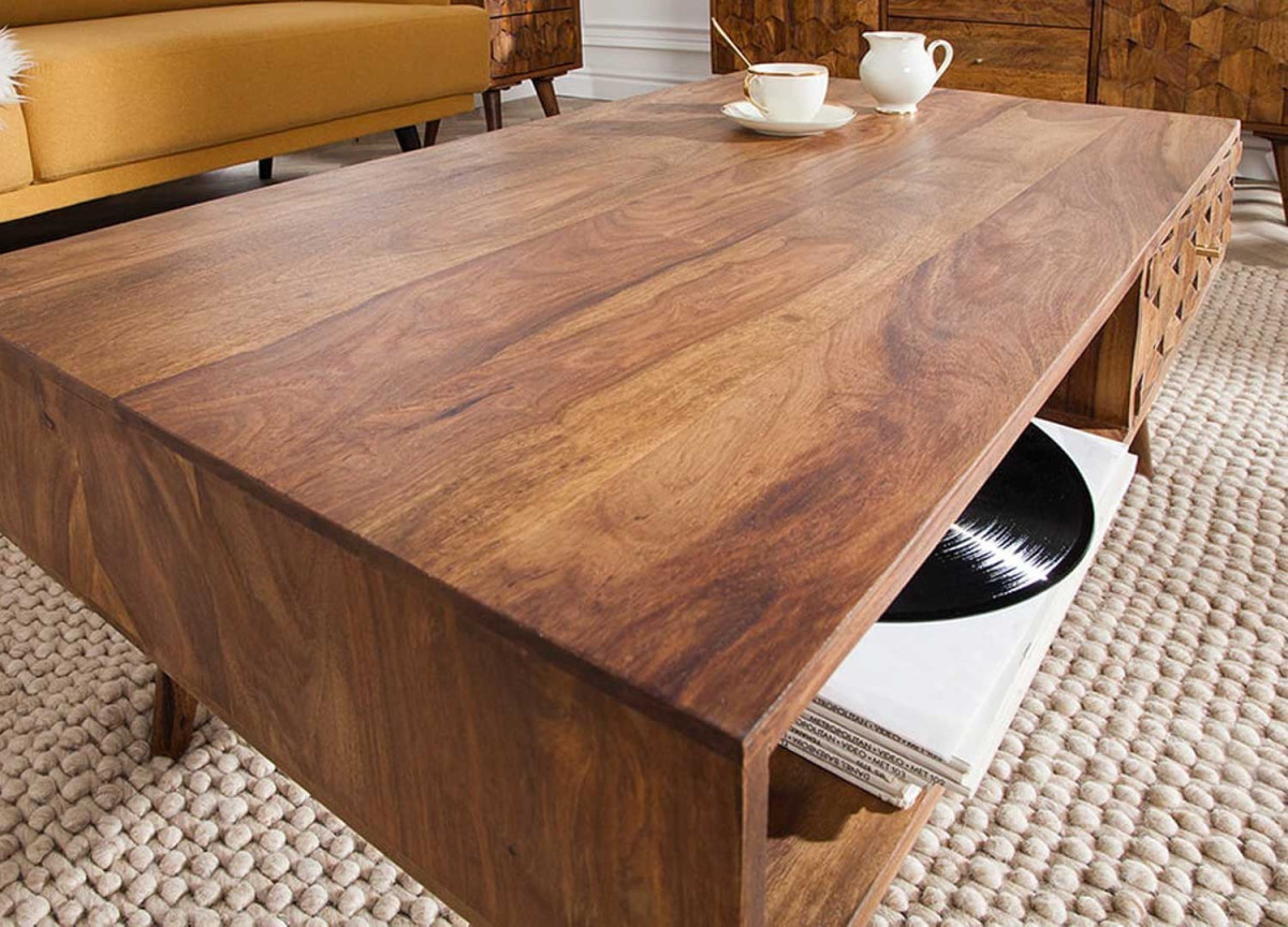 Table Basse Rétro en Bois Massif