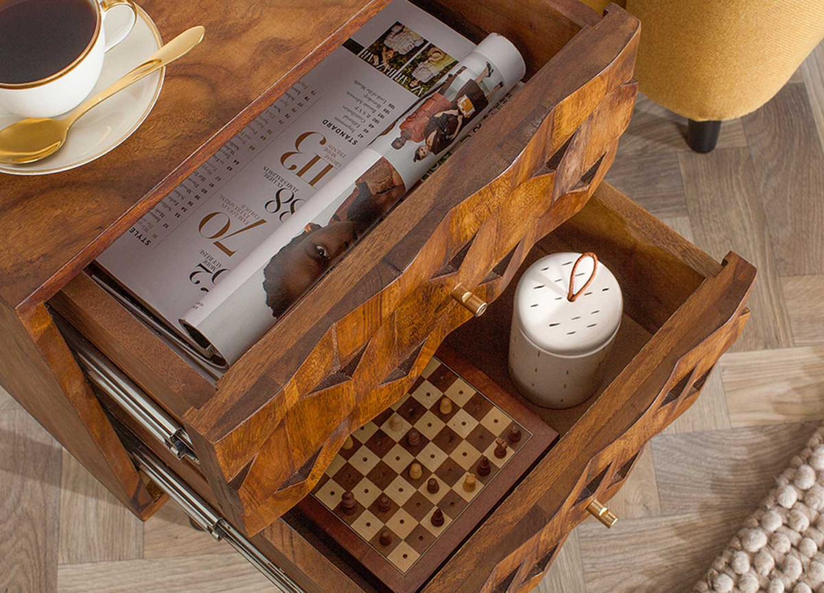 Table de Nuit ou Table d'Appoint Rétro en Shesham