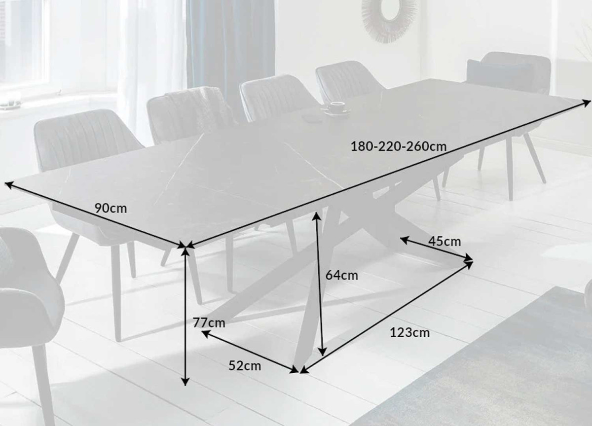 Table de repas extensible en céramique