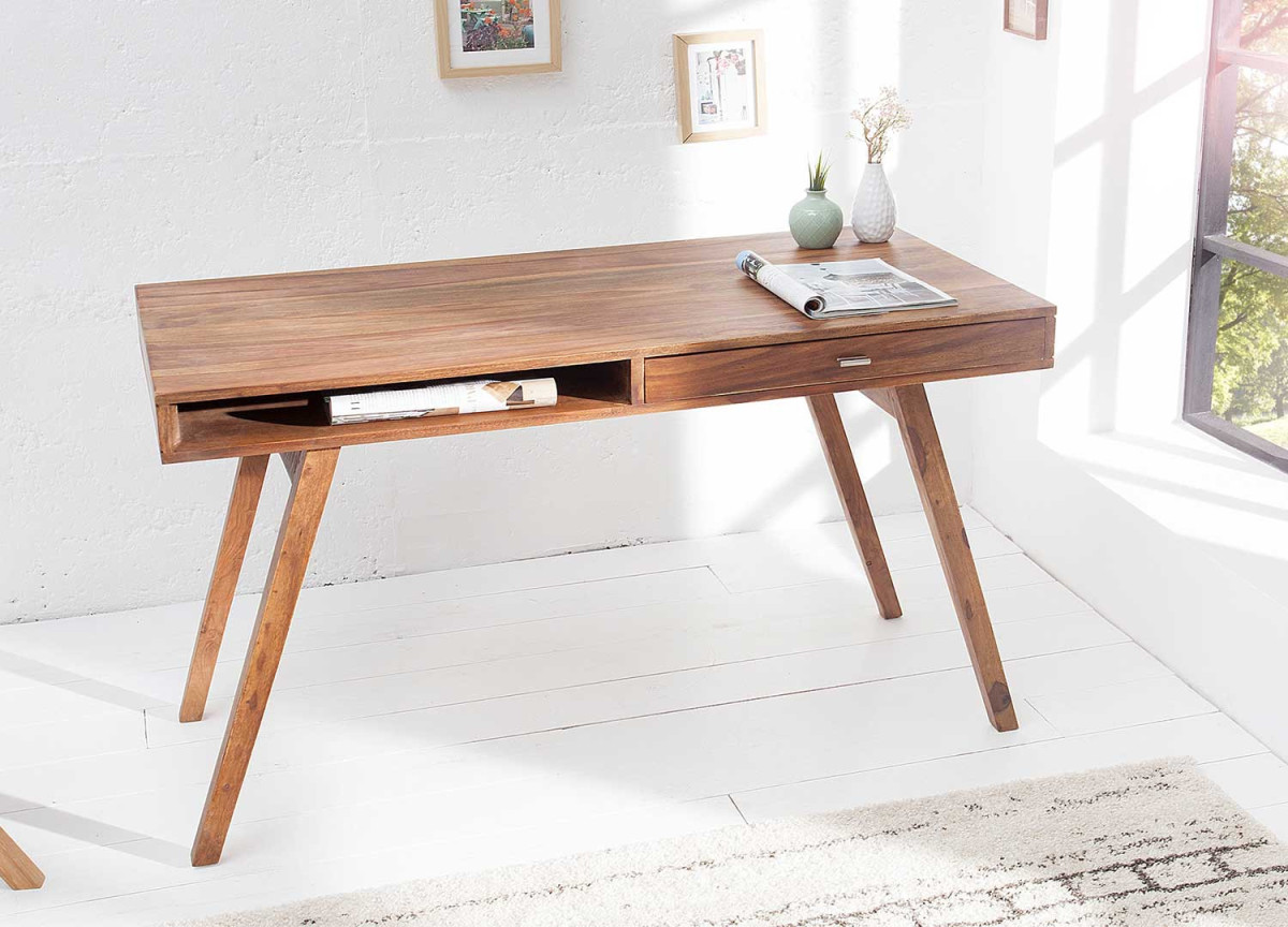 Bureau console en bois massif 120 cm