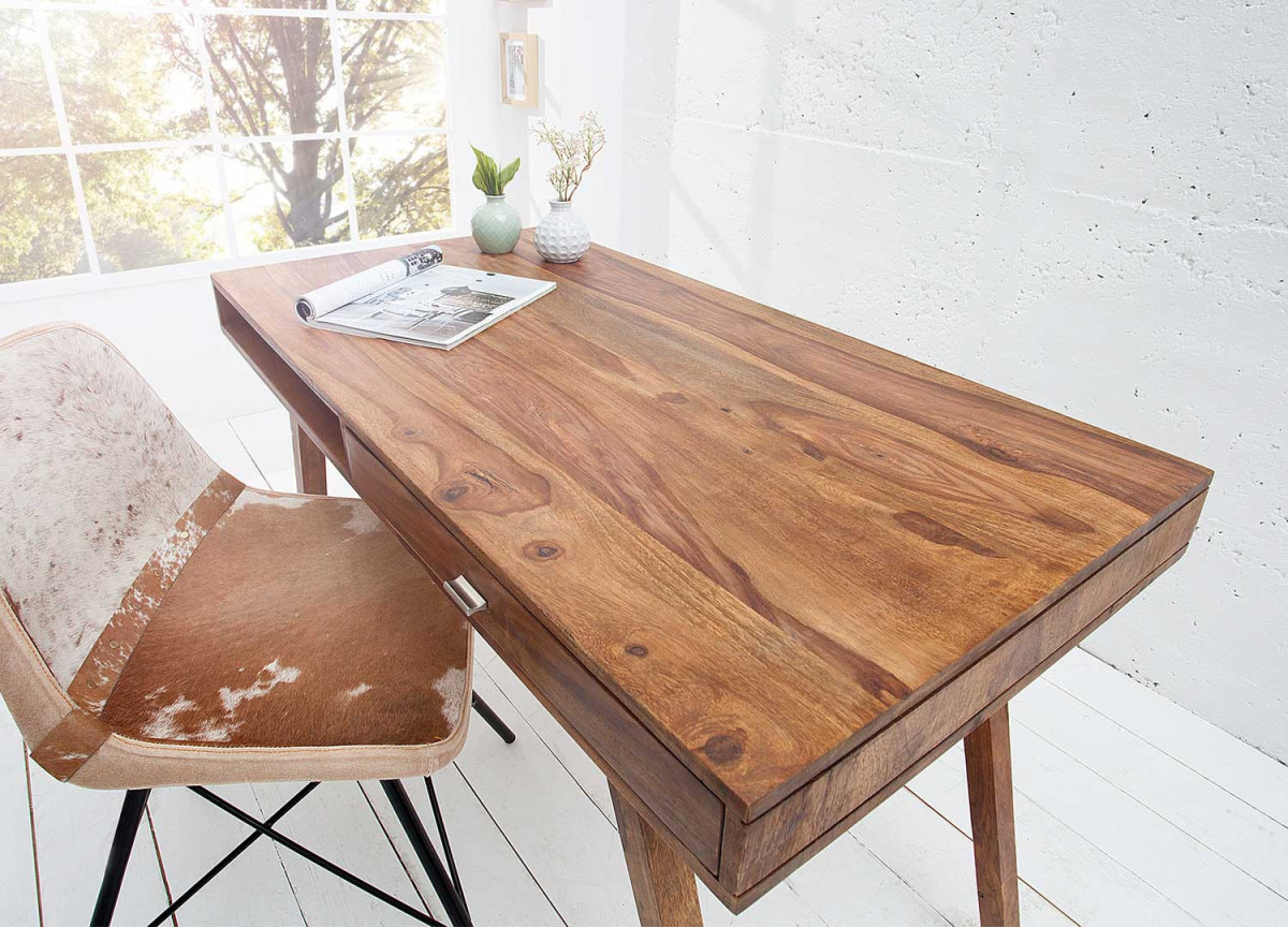 Bureau console en bois massif 120 cm