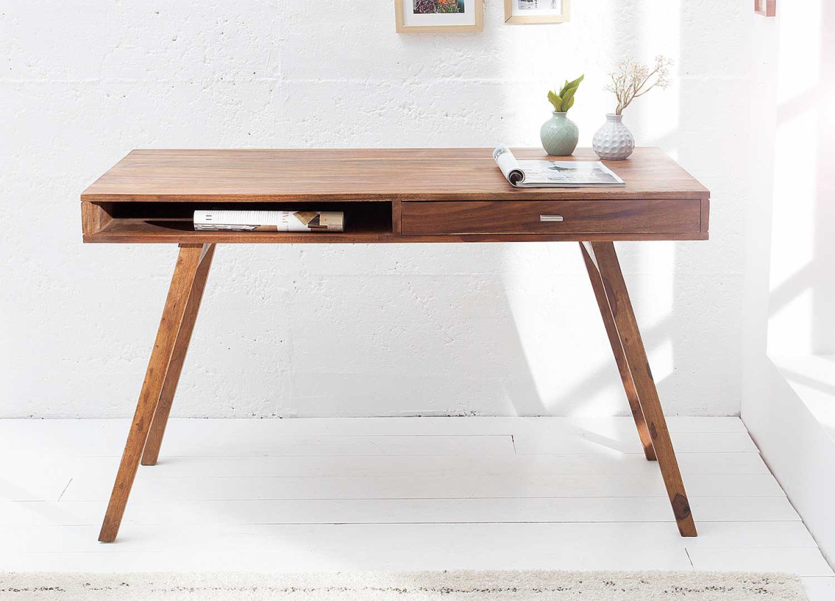 Bureau console en bois massif 120 cm