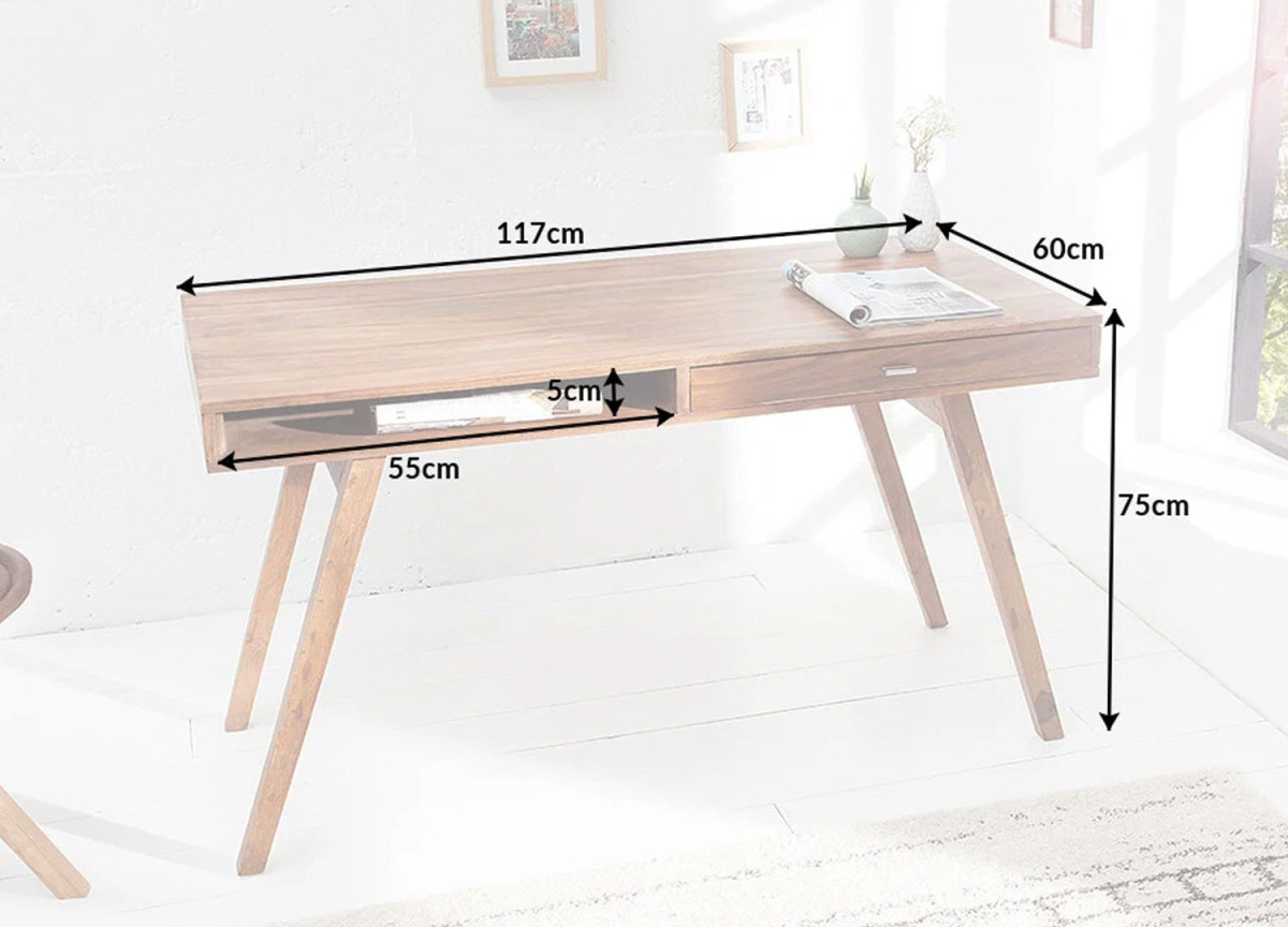 Bureau console en bois massif 120 cm