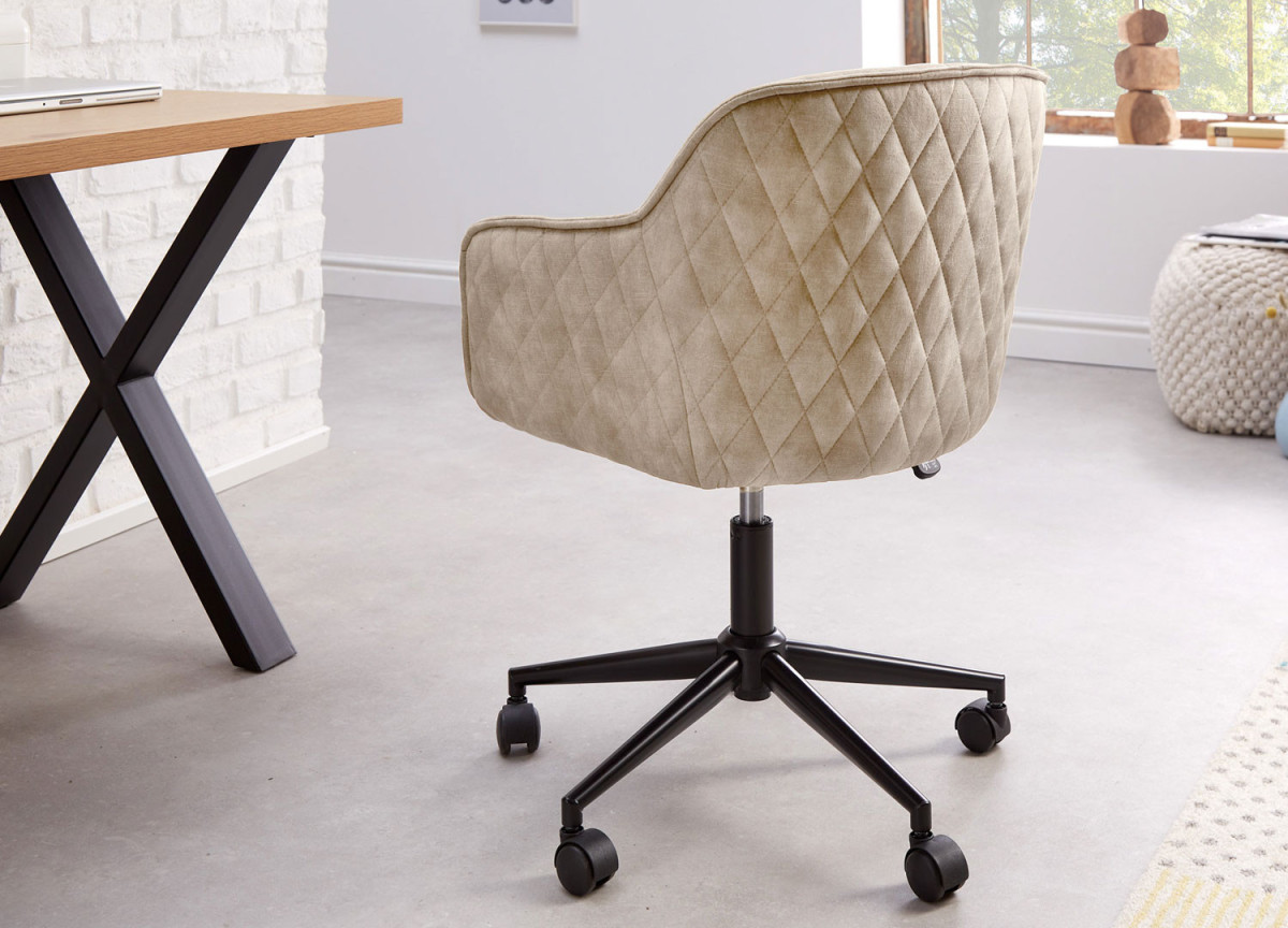 Chaise de bureau design en velours grège