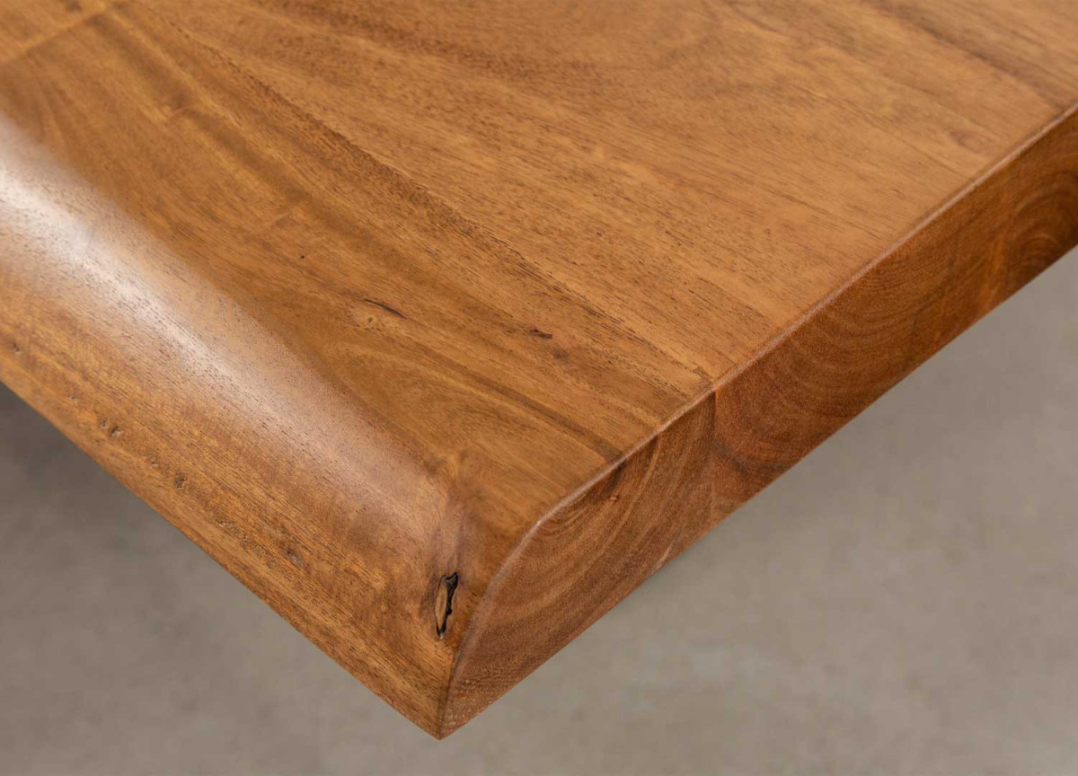Table Salle à Manger 220 cm Acacia et Métal Noir