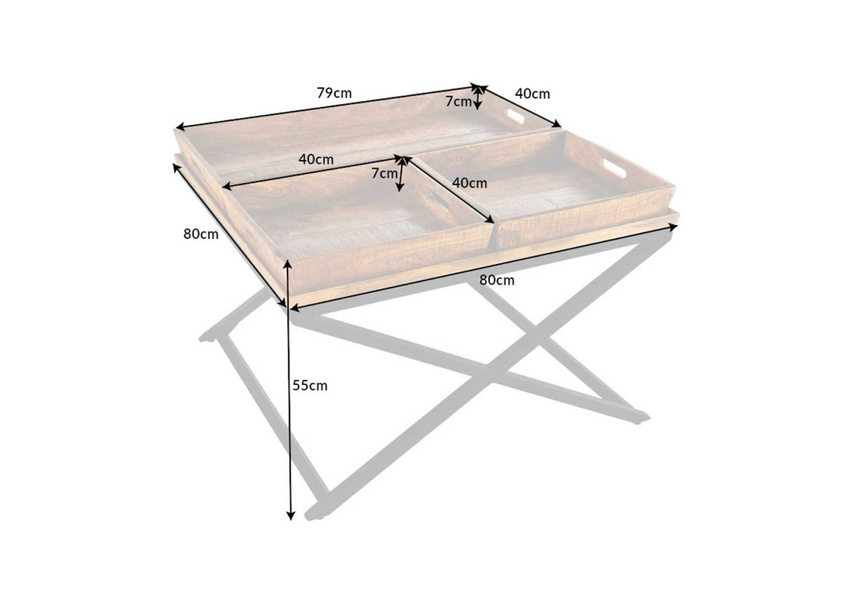 Table basse en bois et plateaux amovibles