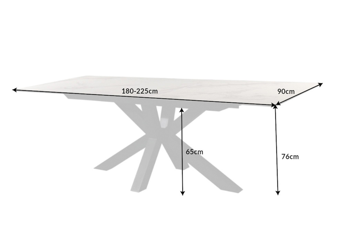 Table extensible céramique aspect marbre blanc