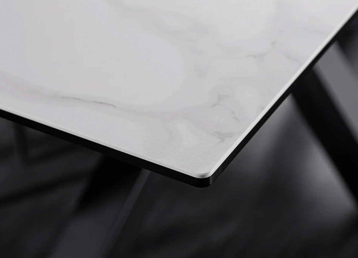 Table extensible céramique aspect marbre blanc
