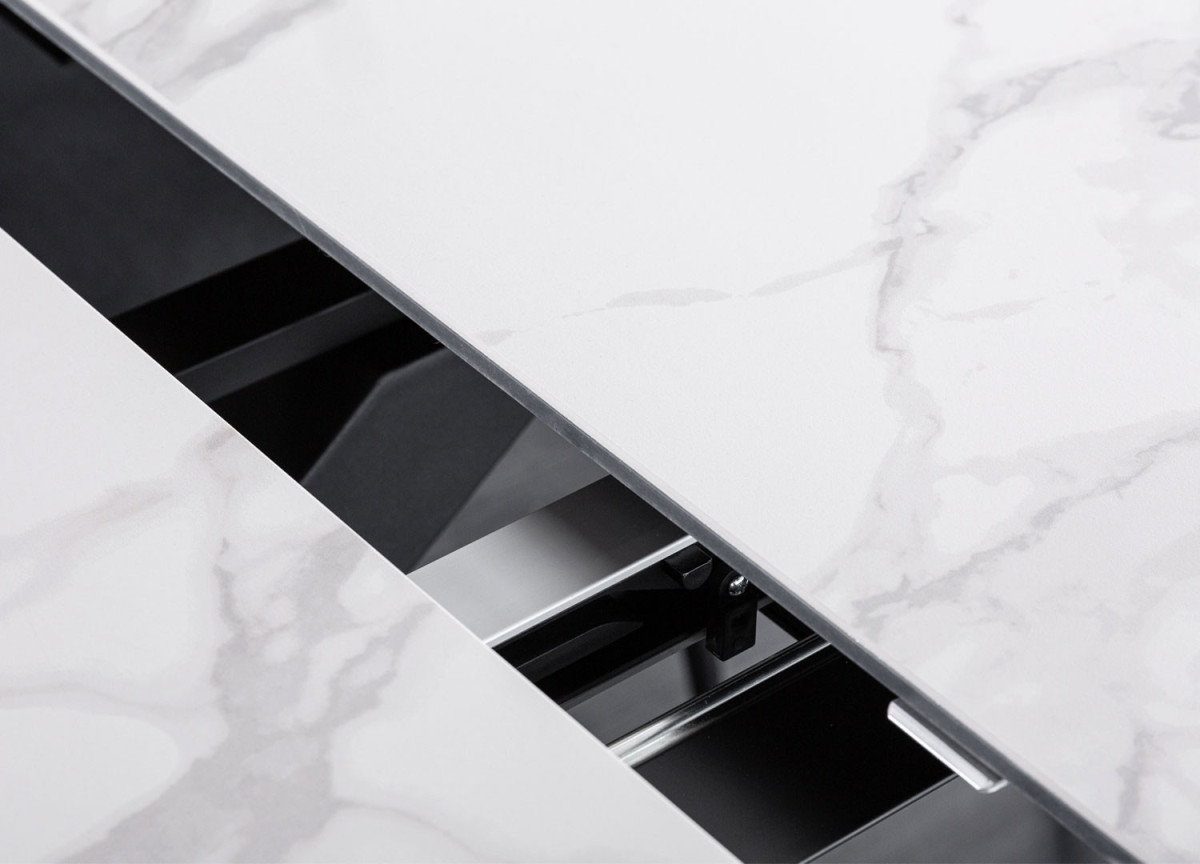 Table extensible céramique aspect marbre blanc