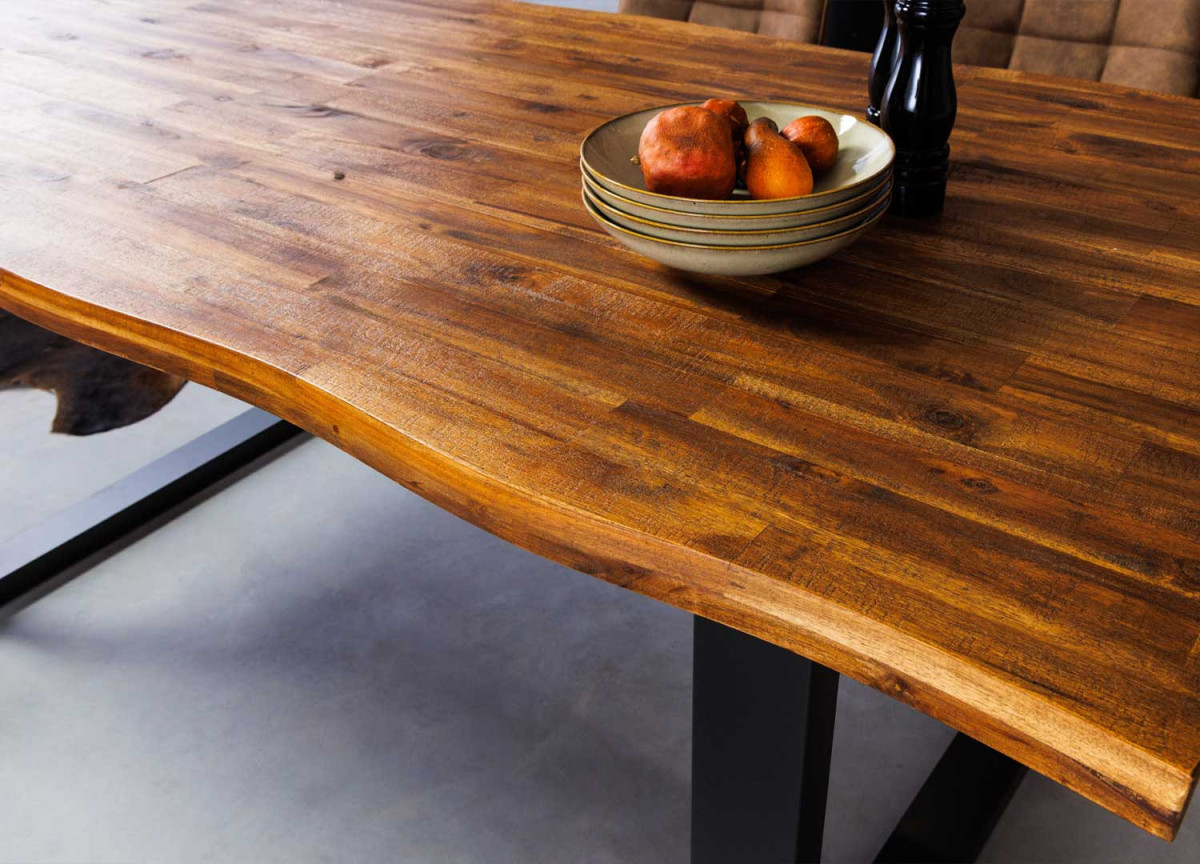 Table de Repas Acacia et Pieds Anthracite