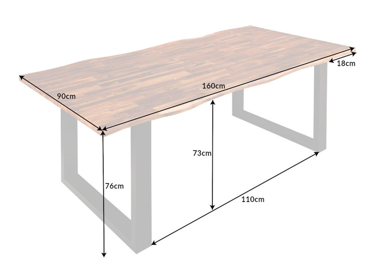Table à manger en bois d'acacia et métal anthracite