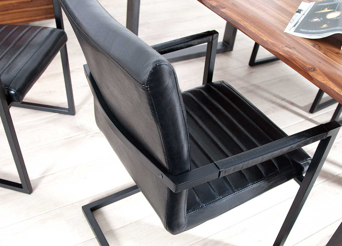 Lot de 4 chaises en simili noir antique