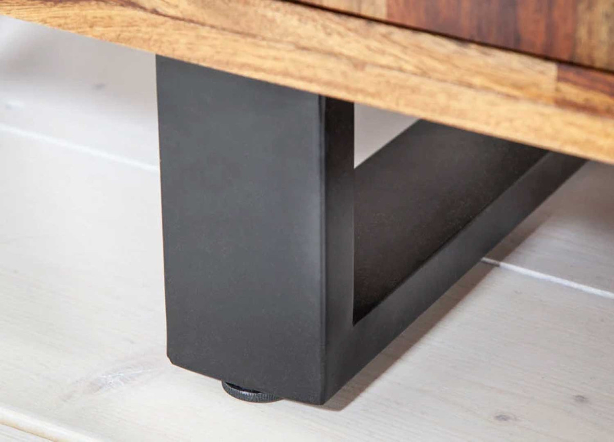 Meuble TV en sesham et métal noir
