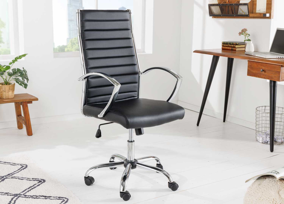 Fauteuil de bureau simili cuir noir