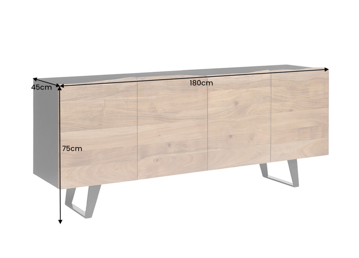 Buffet Contemporain Noir et Acacia 180 cm