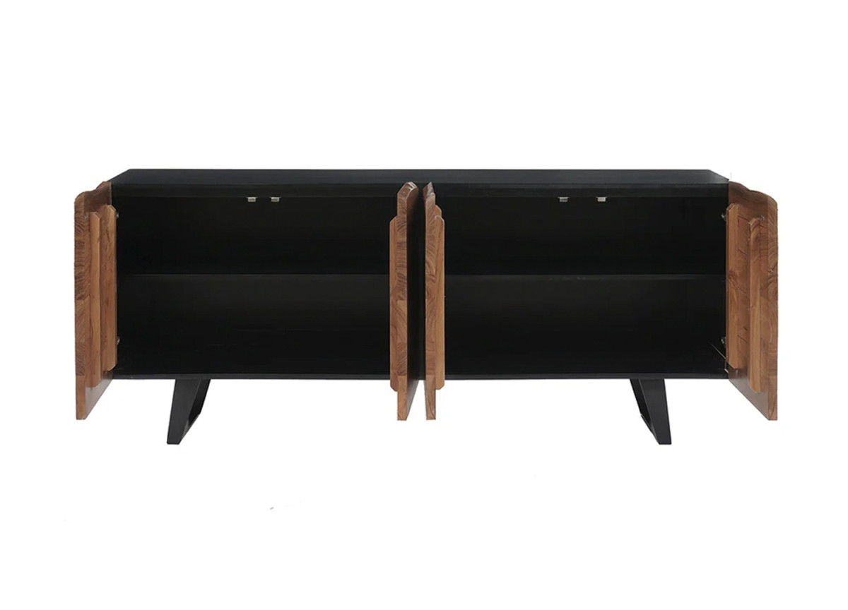 Buffet Contemporain Noir et Acacia 180 cm