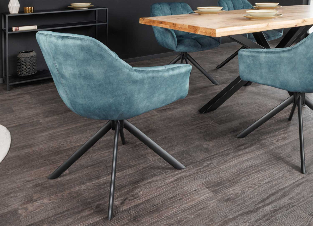 Fauteuils rotatifs velours bleu