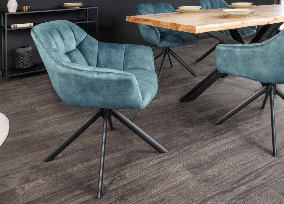 Fauteuils rotatifs velours bleu