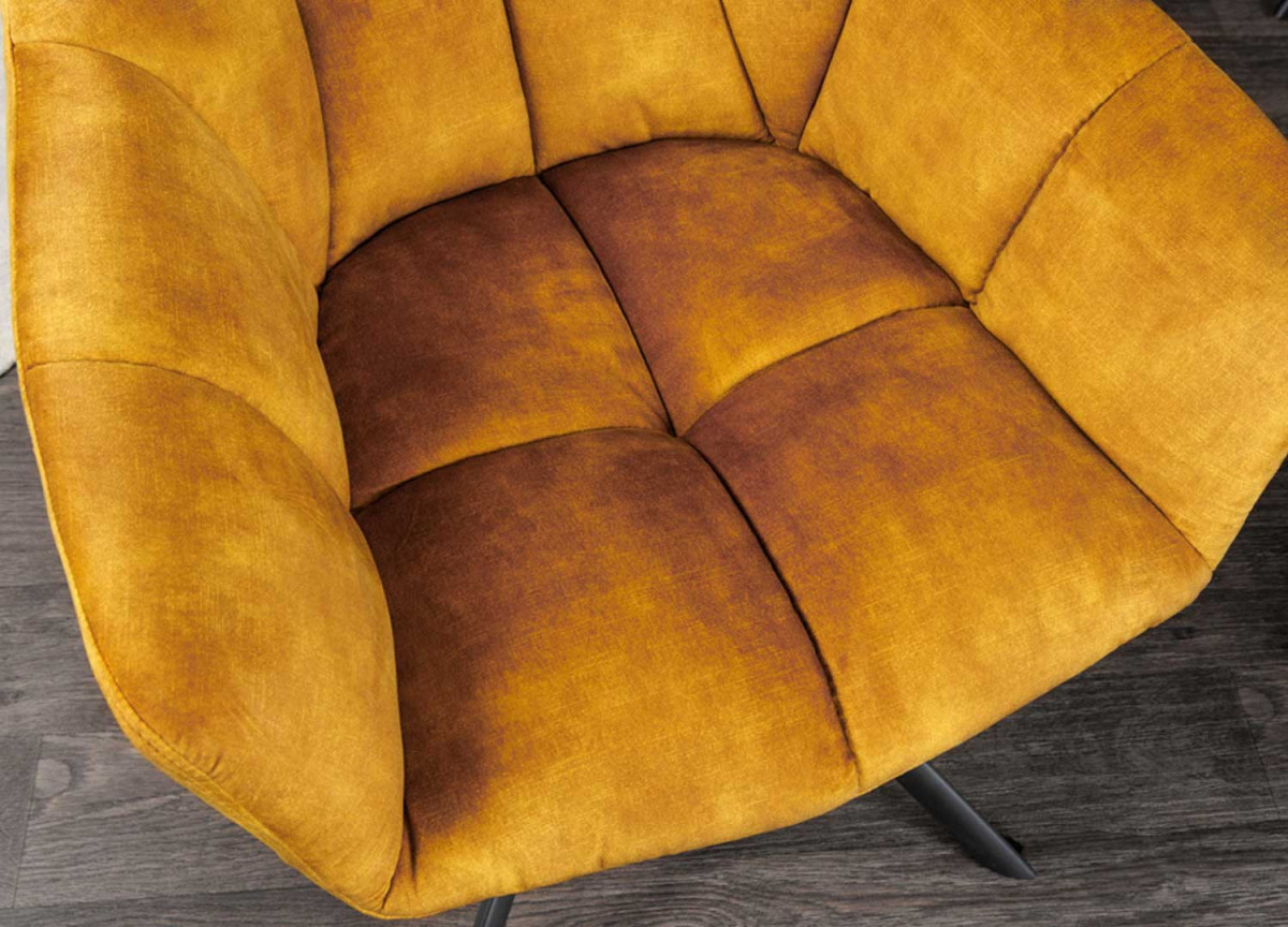 Fauteuils rotatifs métal et velours jaune