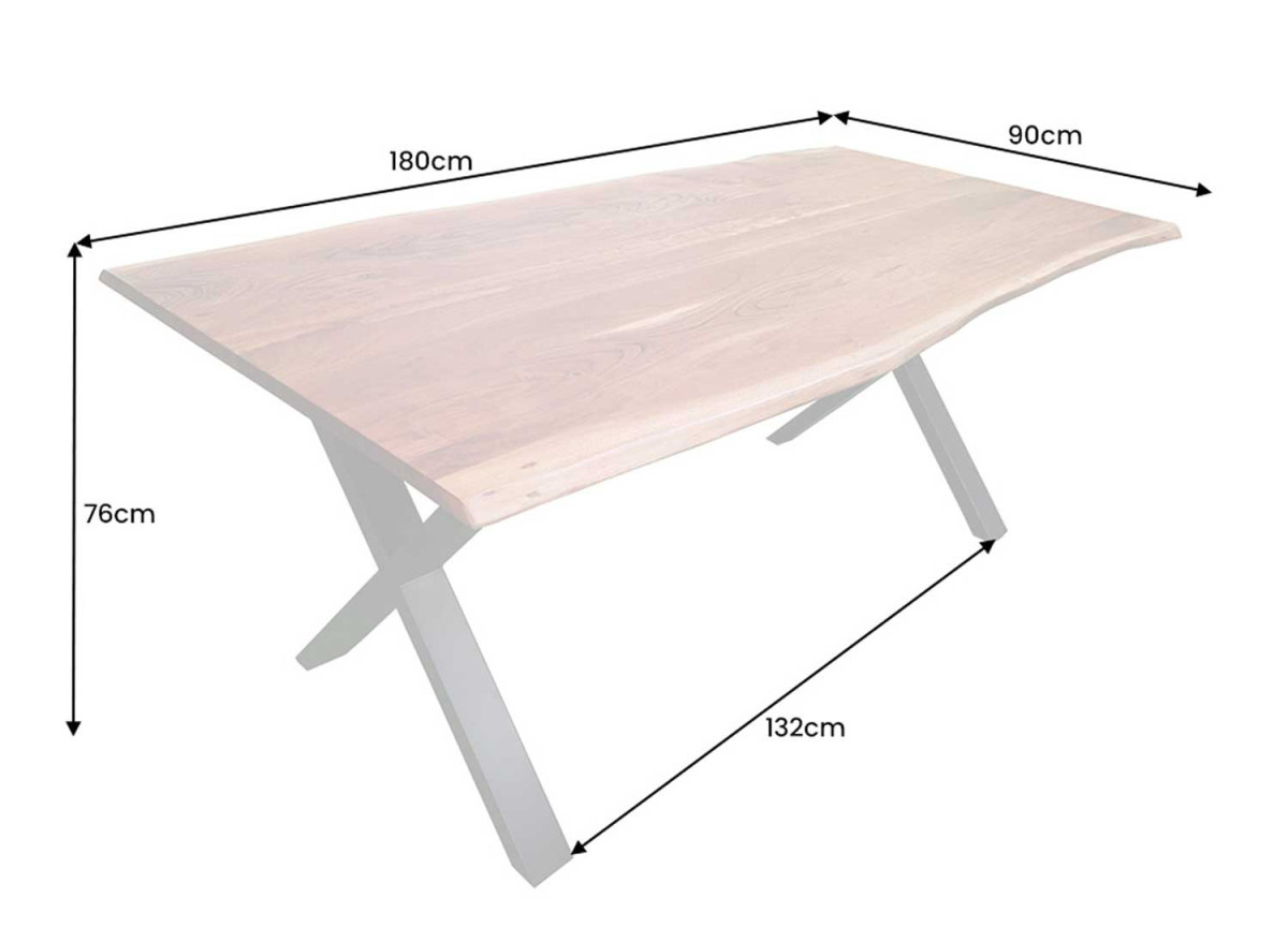 Table à Manger Plateau Acacia et Pieds X Noir
