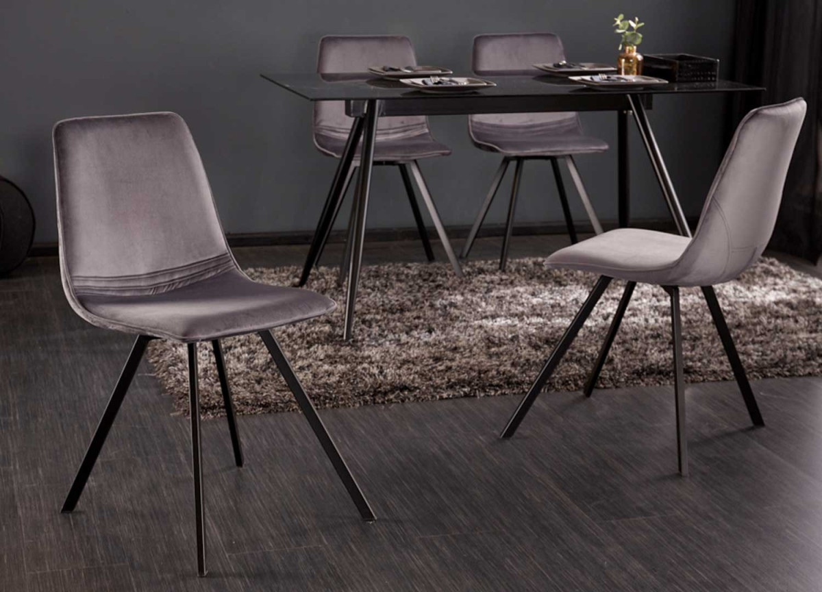 Chaises velours gris foncé