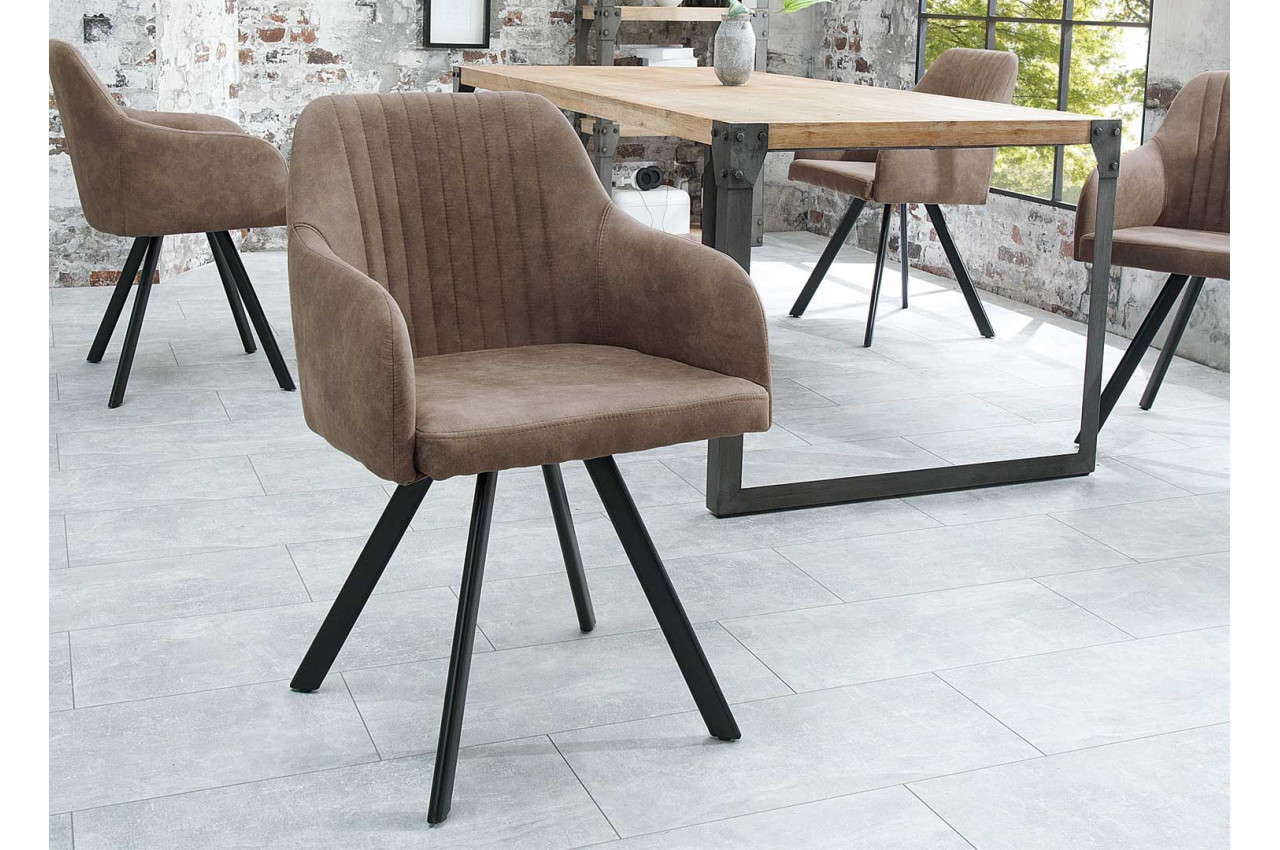 Chaise design gris taupe / Pieds métal noir pour salle à manger