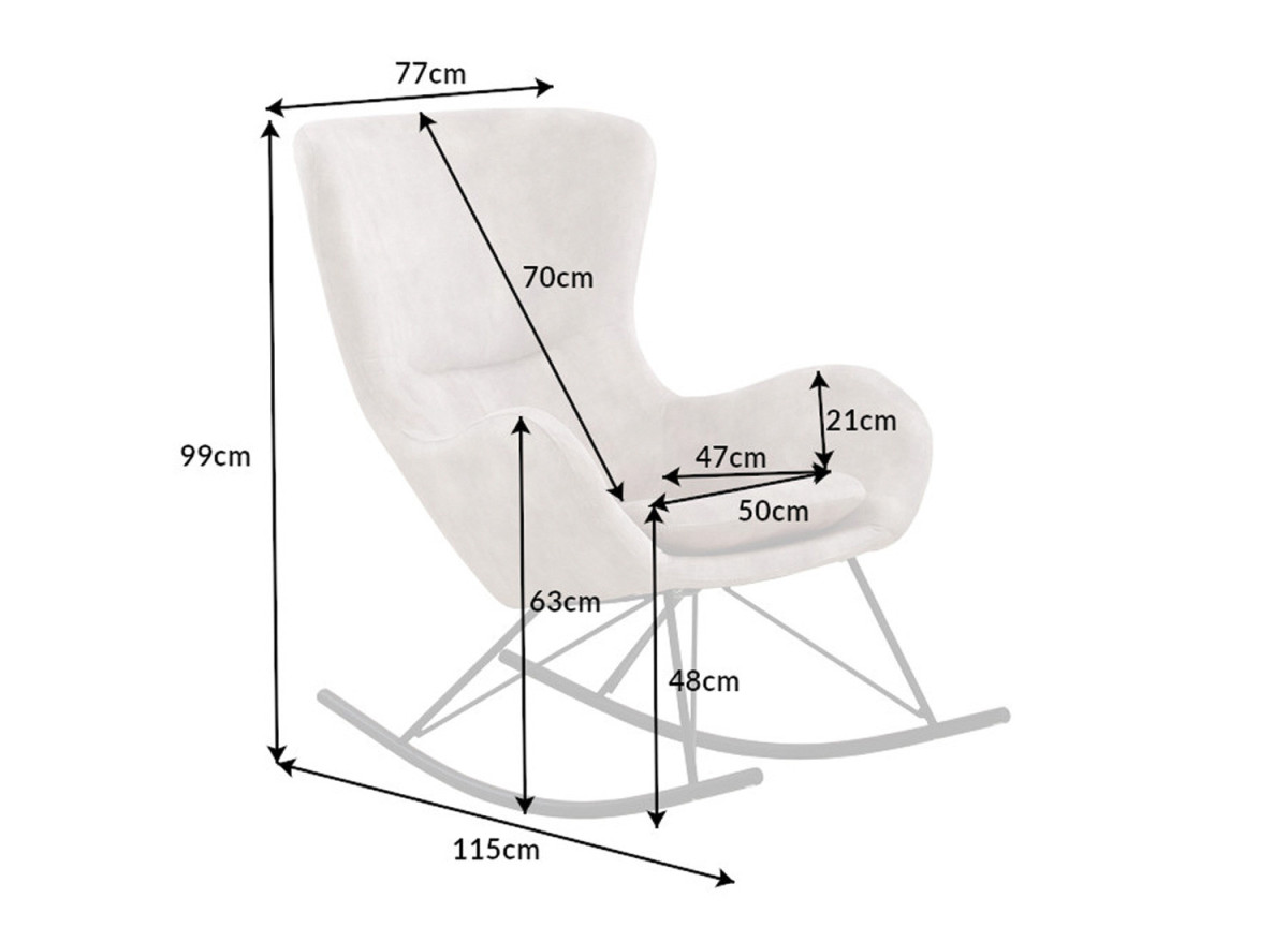 Chaise à bascule champagne et métal noir