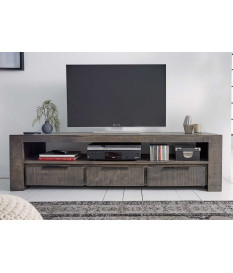 Meuble tv grisé en bois massif 170 cm