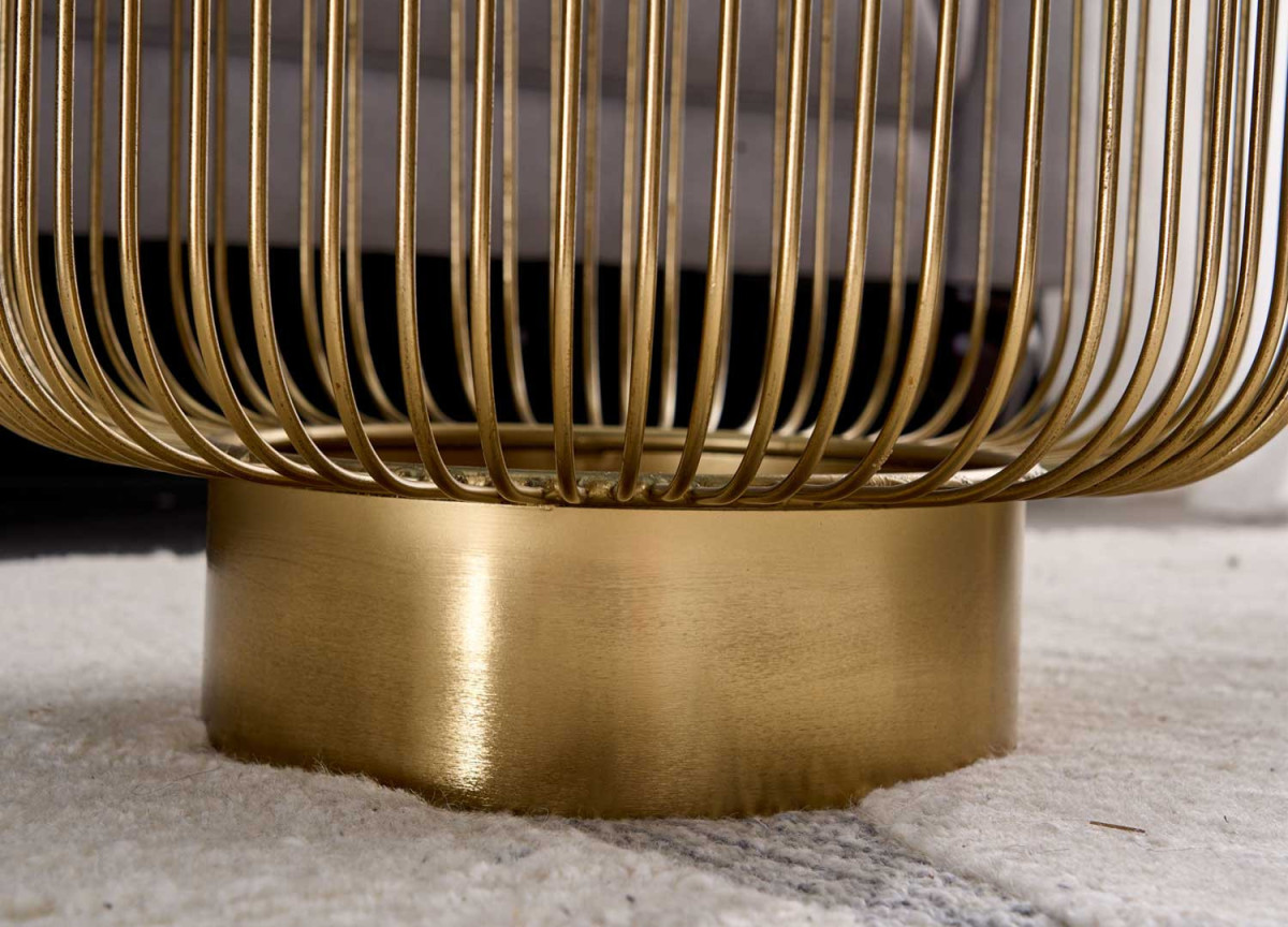Table d'Appoint Design en Verre Noir et Pied Doré