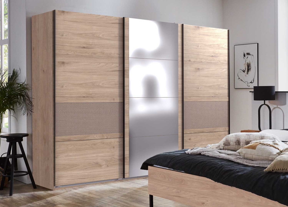 Armoire 270 cm portes coulissantes avec miroir