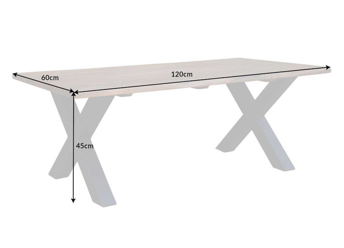 Table Basse Moderne 120 cm en Bois Massif et Acier