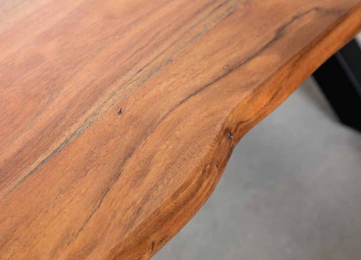 Table Basse Moderne 120 cm en Bois Massif et Acier