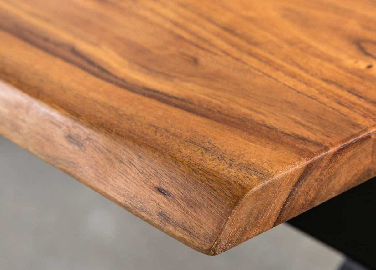 Table Basse Moderne 120 cm en Bois Massif et Acier