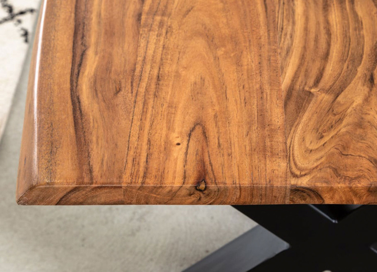 Table Basse Moderne 120 cm en Bois Massif et Acier