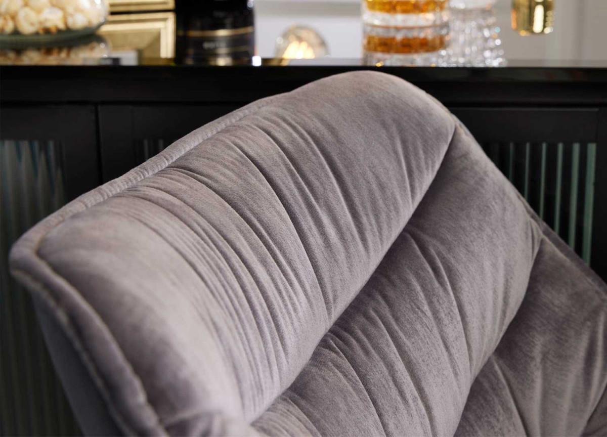 Tabourets de bar en velours gris et métal
