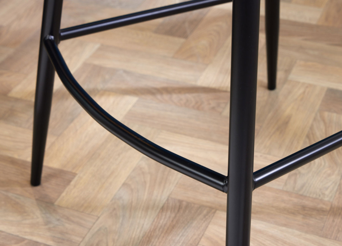 Tabourets de bar en velours gris et métal