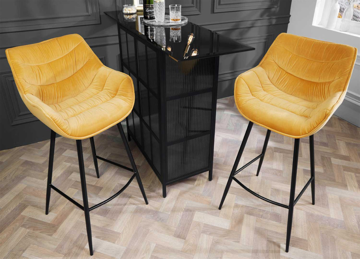 Fauteuils de bar modernes velours jaune