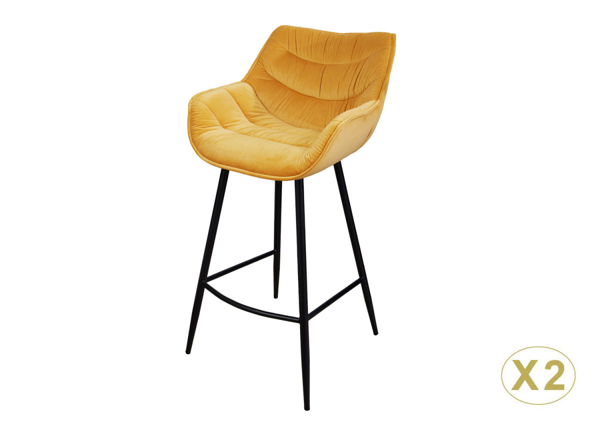 Fauteuils de bar modernes velours jaune